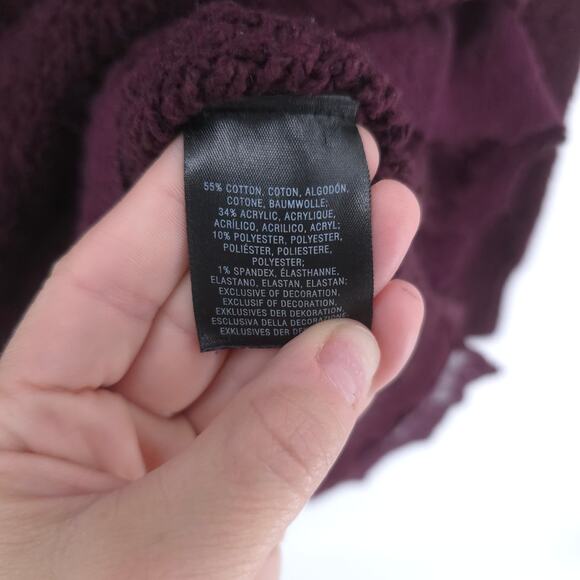 Knitted & Knotted Anthro Coquette V Neck Cranberry Tunic Split Hem Lace Trim M - Picture 8 of 14